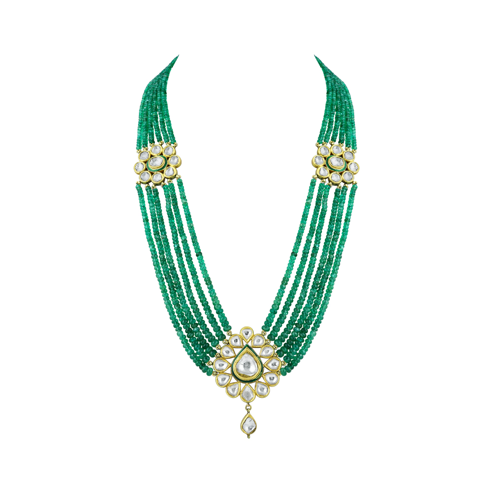 Multi-Strand Emerald Necklace with Polkis
